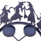Primitives By Kathy Halloween Witch Circle Candle Holder  Home Decor Metal Black