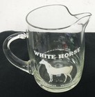 Vintage White Horse Scotch Whisky Clear Glass Pub Jug Bar Pitcher
