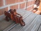 Antique 4 3 4  Hubley - Indian Cast Iron Motorcycle Crash Car   Metal Wheel  Usa