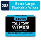 Dude Wipes Unscented Xl Flushable Wipes  6 Flip-top Packs Case 48 Wipes Per Pack