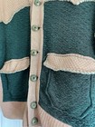 Vintage 1940s Campus Two Tone Pink And Green Button Down Cardigan Rockabilly