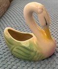 Vintage Mid Century Shawnee Pottery Swans Planters Set 2 Green Ceramic Art Deco