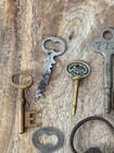 Antique Vintage Cabinet Padlock Lock Keys Hollow Barrel Ornate Key Lot