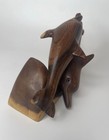 Vintage Jumping Dolphin Hand Carved Natural Wood Statue Home Decor