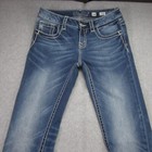 Miss Me Girls Jeans Size 16 Blue Skinny Stretch Low Rise Whiskering Preppy