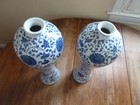 Pair Chinese Tall Vases Porcelain Quig Qianlong Flower Dragon Bottle Vases 12 5 