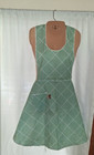 Vintage Full Apron Kitchen Green White Gingham Fruit Of The Loom Deadstock