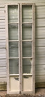 Antique Pair 5 Lite Vtg Wood 9  Foot Shabby White Double Patio Doors Old 990-24b