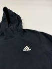 Adidas Hoodie Sweatshirt Mens Large Black Fleece Pullover Logo Kangaroo Pocket
