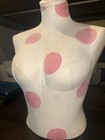 Rare Victoria s Secret White On Pink Poka Dot Torso Mannequin 18 5  Tall As Is