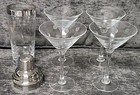 4 Etched Polka Dot Martini Cocktail Glass Clear With Shaker Original Packaging 