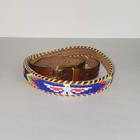 Vintage Native American South Western Stamped Leather   Seed Bead Thin Belt Sz S