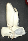 Vintage Lace Tie-up Leather Baby Shoes - White - 1963  Size 1   No Damage 
