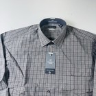 Van Heusen Dress Shirt Gray Plaid Wrinkle Free Regular Fit Men   s Size Large New