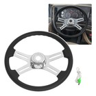 For 1986-2025 Freightliner Kenworth Peterbilt 18   Steering Wheel Black 4 Spoke