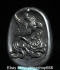 4cm Old Chinese Miao Silver Carving Feng Shui Phoenix Flower Pendant