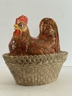 Vintage Ceramic Hen On Nest Large Covered Dish Drip Glaze Chicken Cookie Jar 11   