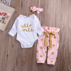 Toddler Baby Girl Outfits Long Sleeve Romper pants headband Baby Summer Clothes