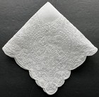 A  Vintage White Linen Hankie Handerchief Heavily Hand Embroidered Wedding Bride