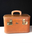 Vintage 1940s Brown Train Case Stratosphere Hard Small Suitcase 1950s Luggage