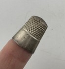 Vintage antique Sterling Silver Plain Band Thimble Simons Brothers Shield S 8