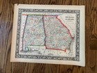 Antique Original 1864 Map Of Georgia And Alabama By S  Augustus Mitchell