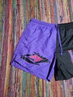 Vintage 80s 90s Umbro Black Purple Nylon Satin Abstract Soccer Shorts Men   s L