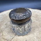 Antique American Brilliant Period Cut Glass   Sterling Silver Vanity Jar Marked