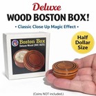 Deluxe Wood Boston Box Magic Trick Close Up Okito Half Dollar Coins Penetration
