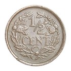 1938 Netherlands 1 2 Half Cent Bronze Small Coin Km 138 Rampant Lion Wilhelmina