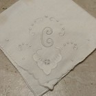 Vintage Madeira Linen White Monogram C Wedding Handkerchief  Hanky Hankie