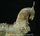 21 6  Old Chinese Bronze Ware Fengshui 12 Zodiac Year Horse Statue Sculpture