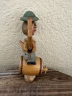 Rare  Vtg Anri Hand Carved Wood Mechanical Wine Bottle Cork Stopper Mouth Opens