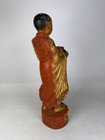 Antique 1880-1920s Burmese Carved Wooden Standing Disciple Monk Gold Gild 19 25   