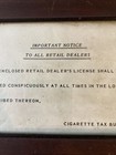 Vintage Framed Cigarette Tax Bureau Sign To Retail Dealers