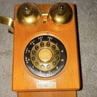 Country Store Telephone Vintage Wall Mount  Rotary Dial Phone Brown gold
