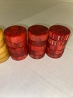30 Backgammon Bakelite Checkers Cranberry Red Butterscotch Yellow Swirl Vintage