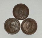 1932 1935 1935 Canada One Cent Coins Lot Of 3