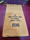 Vintage The First National Bank In Madison Deposit Draw String Bag  Illinois
