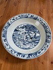 Large Antique 17th C  Chinese Ming Dynasty Porcelain Swatow Deer Plate 15 3 4  