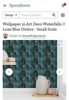 3 Nip Spoonflower Peel   Stick Wallpaper Art Deco Waterfalls Luxe Blue Ombre