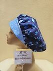 Flowers Small On Navy Women s Bouffant Surgical Scrub Hat cap Handmade