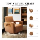 Swivel Accent Chair Set Of 2  Faux Leather Armchair With Solid Wood Base  Squ   