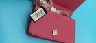 Bebe Pink Faux Leather Studded Logo Zip-around Folding Wristlet Wallet 7x4