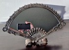 Vintage  Art Nouveau victorian Style Silver Pierced   Jeweled Vanity Fan Mirror 