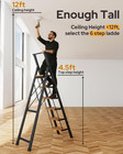 6 Step Ladder For 12 Feet High Ceiling  Lightweight Aluminum Folding Step Stool