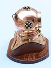 Solid Brass copper Antique Style Diving Diver s Helmet Clock Hardwood Base