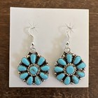 Native American Navajo Indian Cluster Dangle Turquoise Earrings  5 Stunning Zuni