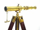Antique Marine Brass Nautical Spyglass Telescope On Wooden Tripod Stand Gift