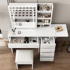 Fashion Vanity Desk W mirror And Lights For Makeup W open Shelves And Chair vani